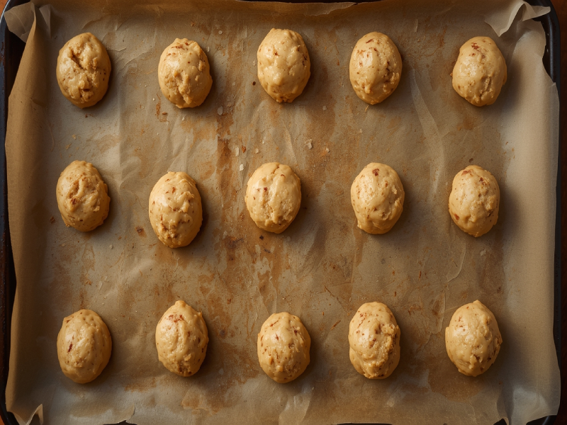 Biscoff cookies baking in the oven with golden brown edges