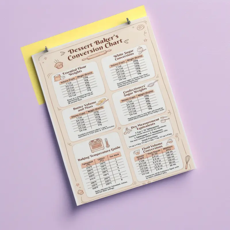 Dessert Baker's Conversion Chart printable preview